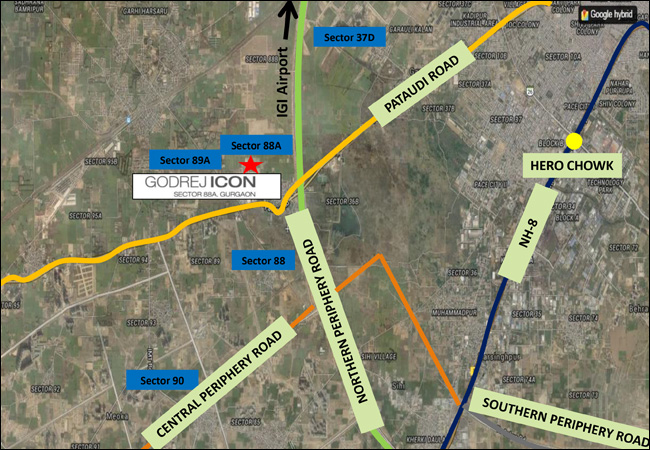 Godrej Icon Sector 88A,89A Gurgaon- Location Map