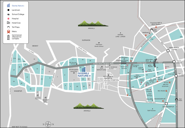 Godrej Nature +Plus Sector 33 Sohna Gurgaon- Location Map
